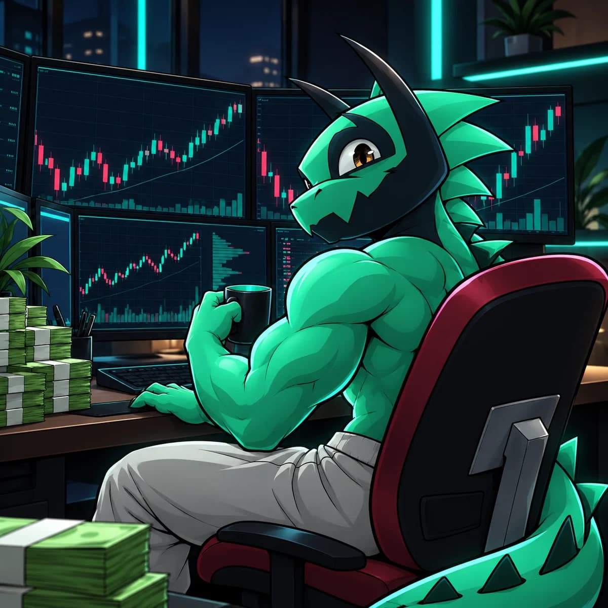 Bolt The Striker at the trading desk